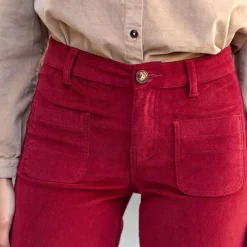 Pantalon framboise SONNY VELOURS en coton