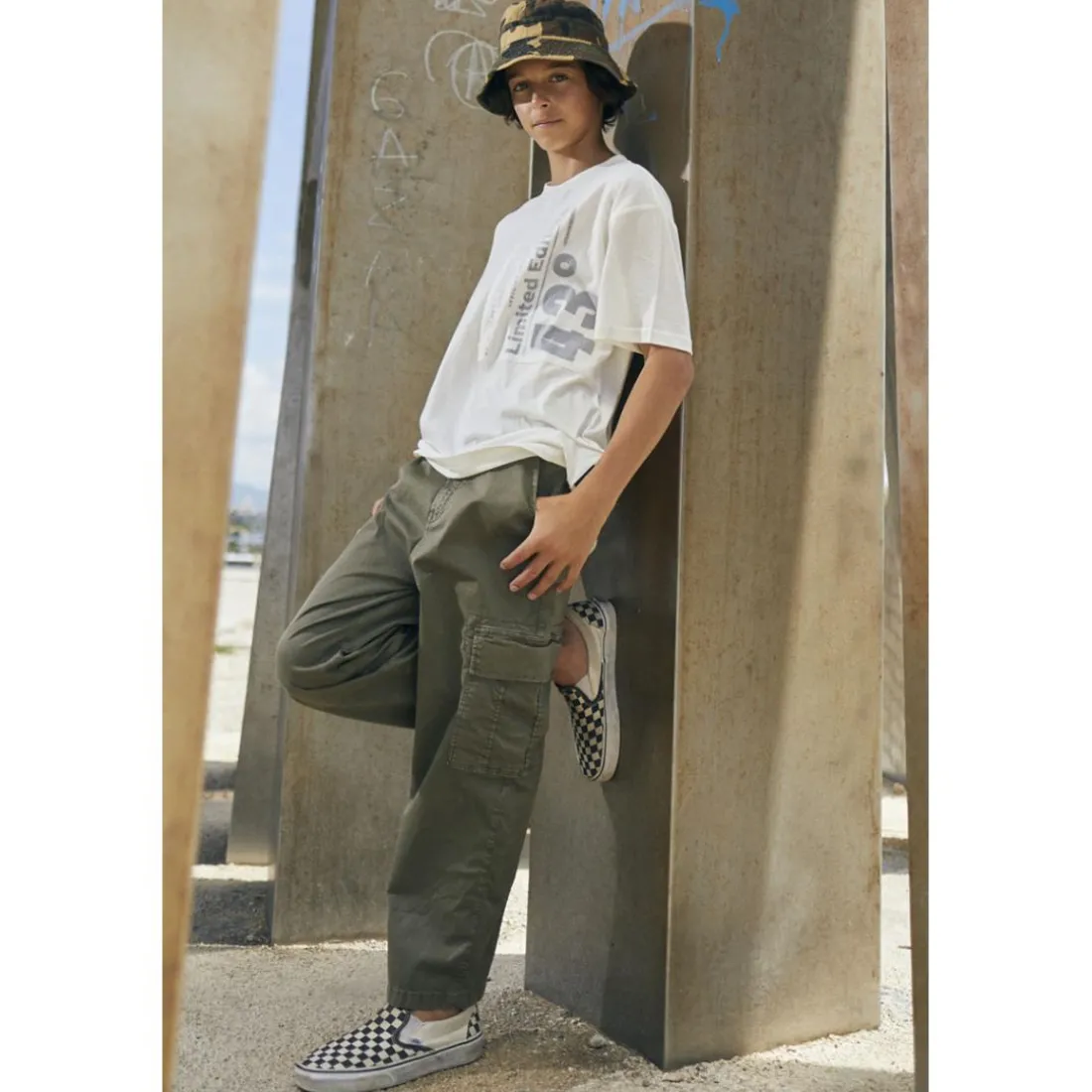 Pantalon garçon, cargo TRITON kai Jarl kaki en coton