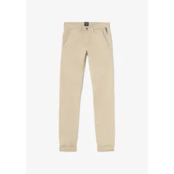 Pantalon garçon, chino Jasbo beige sable blanc en coton