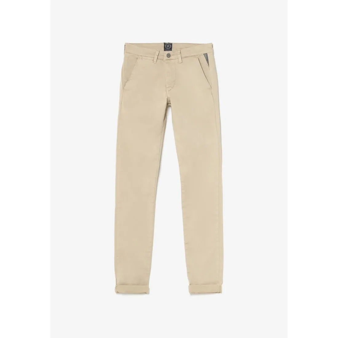 Pantalon garçon, chino Jasbo beige sable blanc en coton