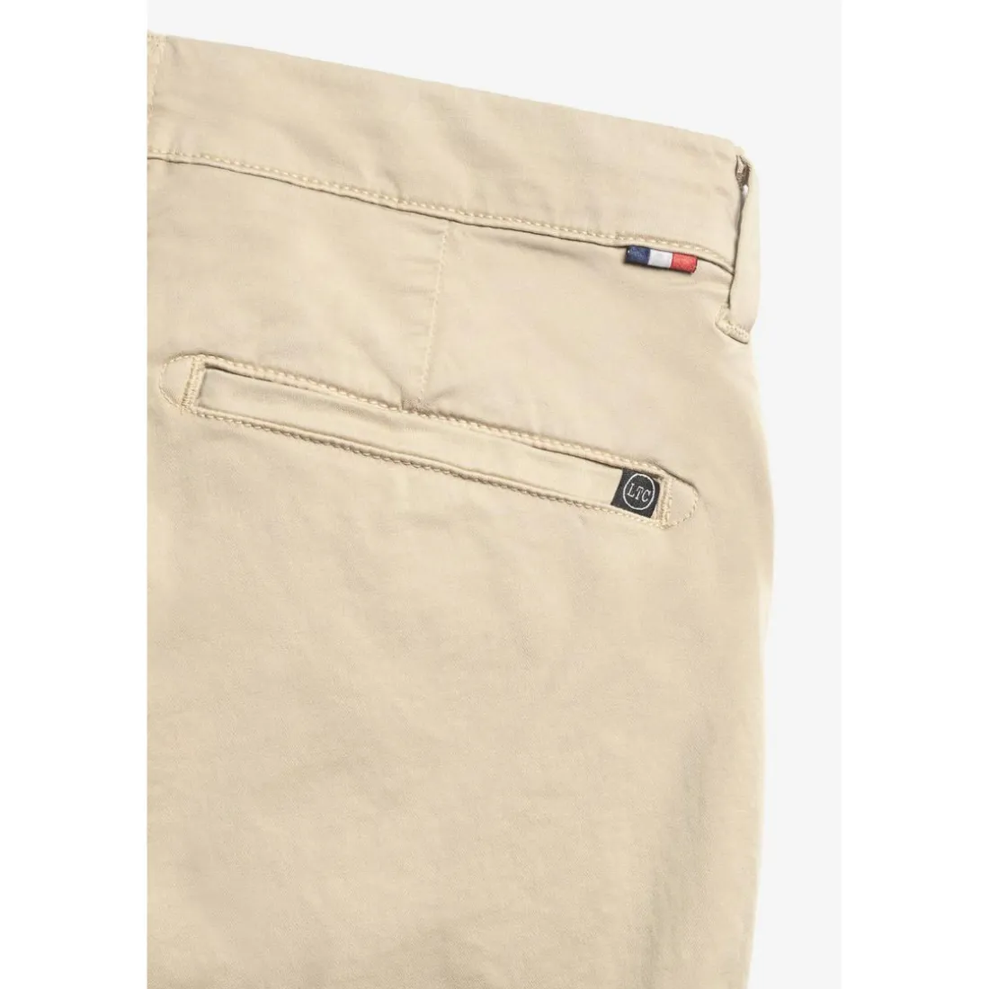 Pantalon garçon, chino Jasbo beige sable blanc en coton