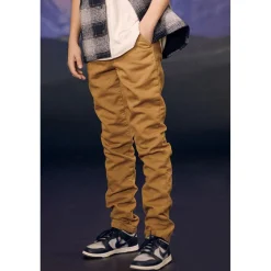 Pantalon garçon, chino Jogg Kurty latte blanc en coton