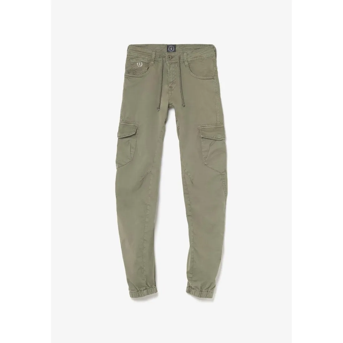 Pantalon garçon, Patos tapered arqué kaki vert en coton