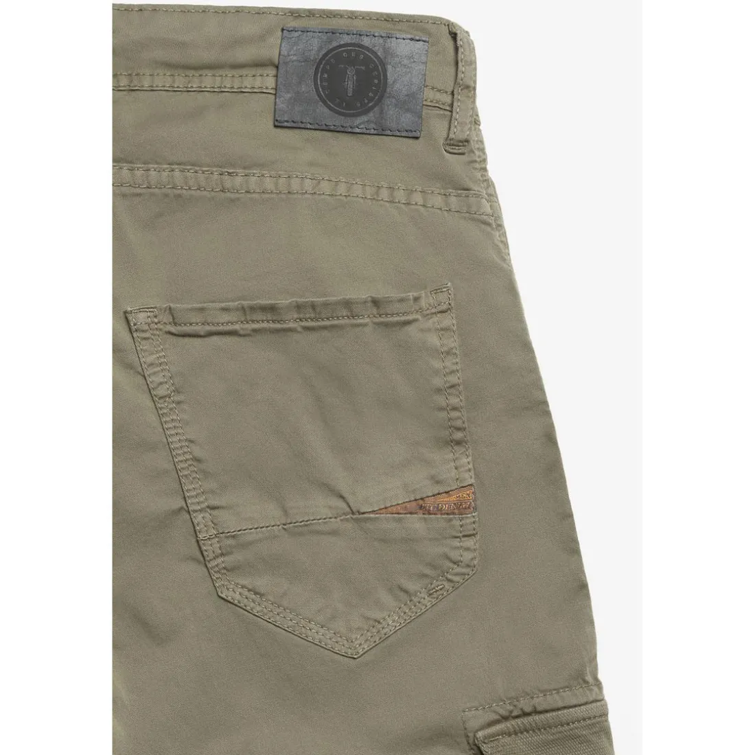 Pantalon garçon, Patos tapered arqué kaki vert en coton