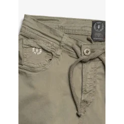 Pantalon garçon, Patos tapered arqué kaki vert en coton