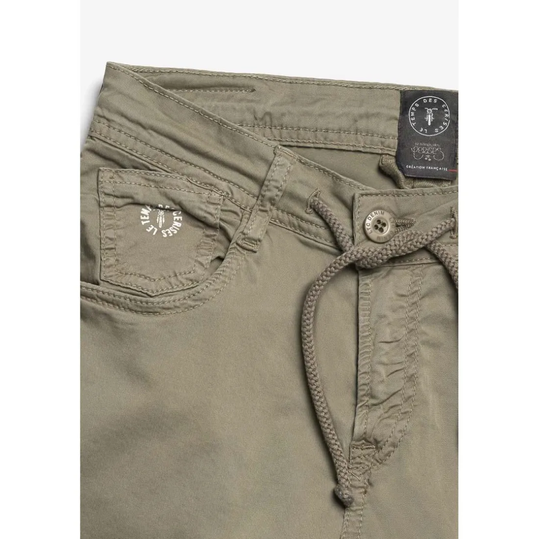 Pantalon garçon, Patos tapered arqué kaki vert en coton