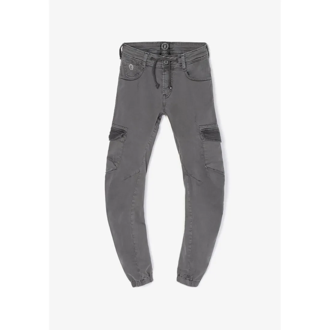 Pantalon garçon, Tobati tapered arqué anthracite gris en coton