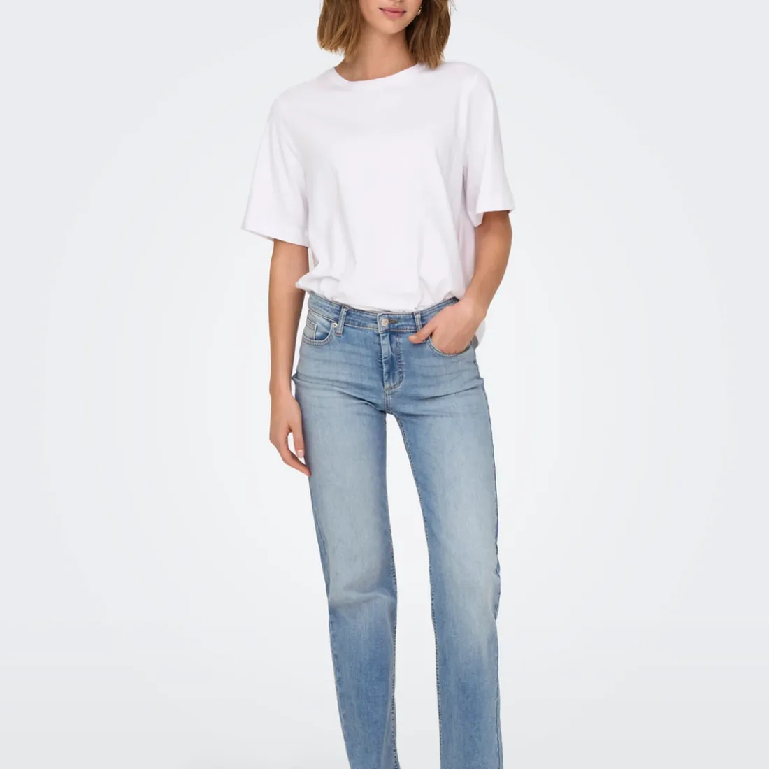 Pantalon Jean Taille moyenne ONLBLUSH - Bleu en coton Eden