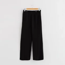 Pantalon large cropped noir en viscose