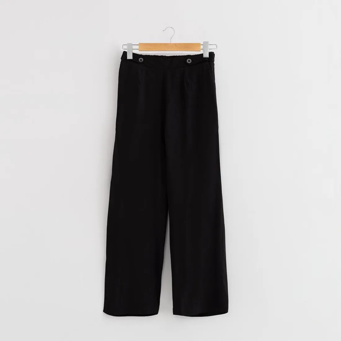 Pantalon large cropped noir en viscose