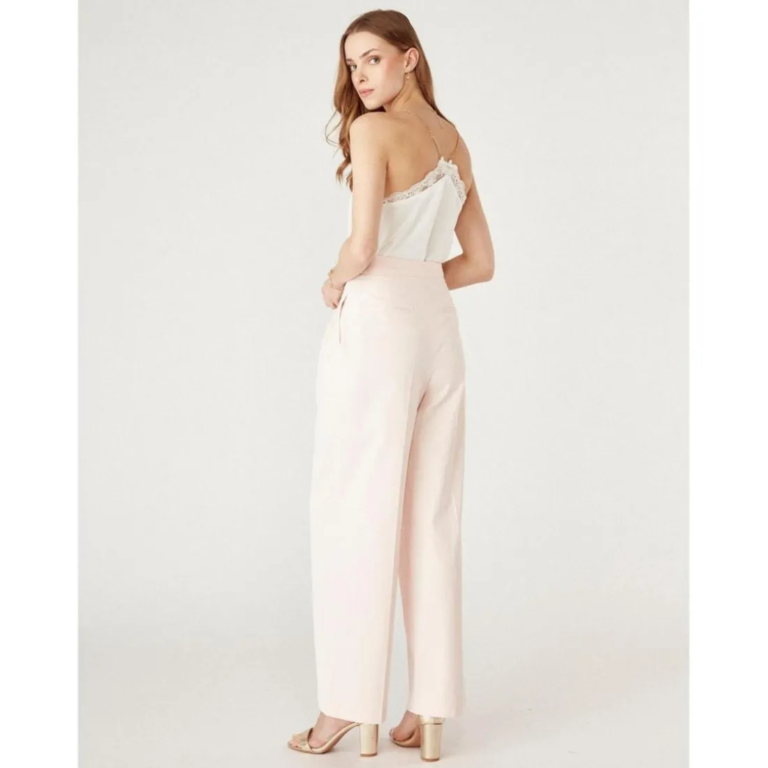 Pantalon large rose