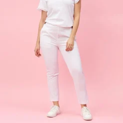 Pantalon élastique coupe 5 poches femme - ÉCRU blanc