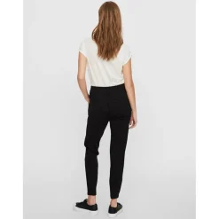 Pantalon Loose Fit Taille moyenne Pleine longueur noir en viscose Ella