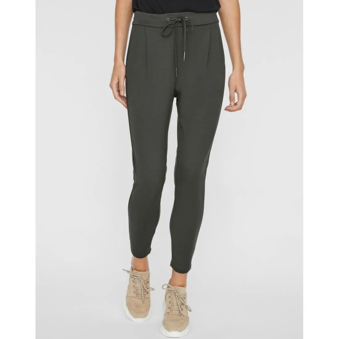 Pantalon Loose Fit Taille moyenne vert en viscose Maia