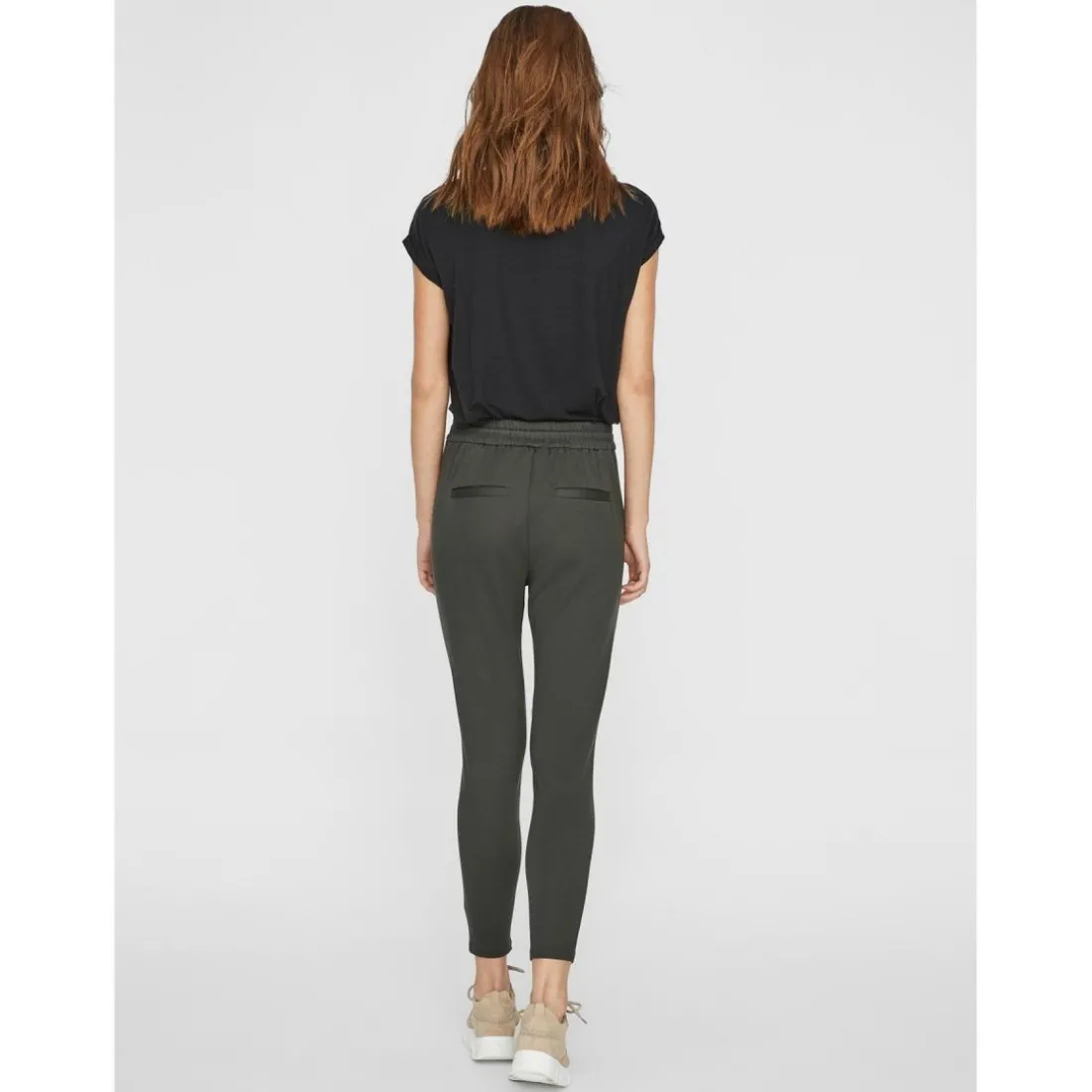 Pantalon Loose Fit Taille moyenne vert en viscose Maia