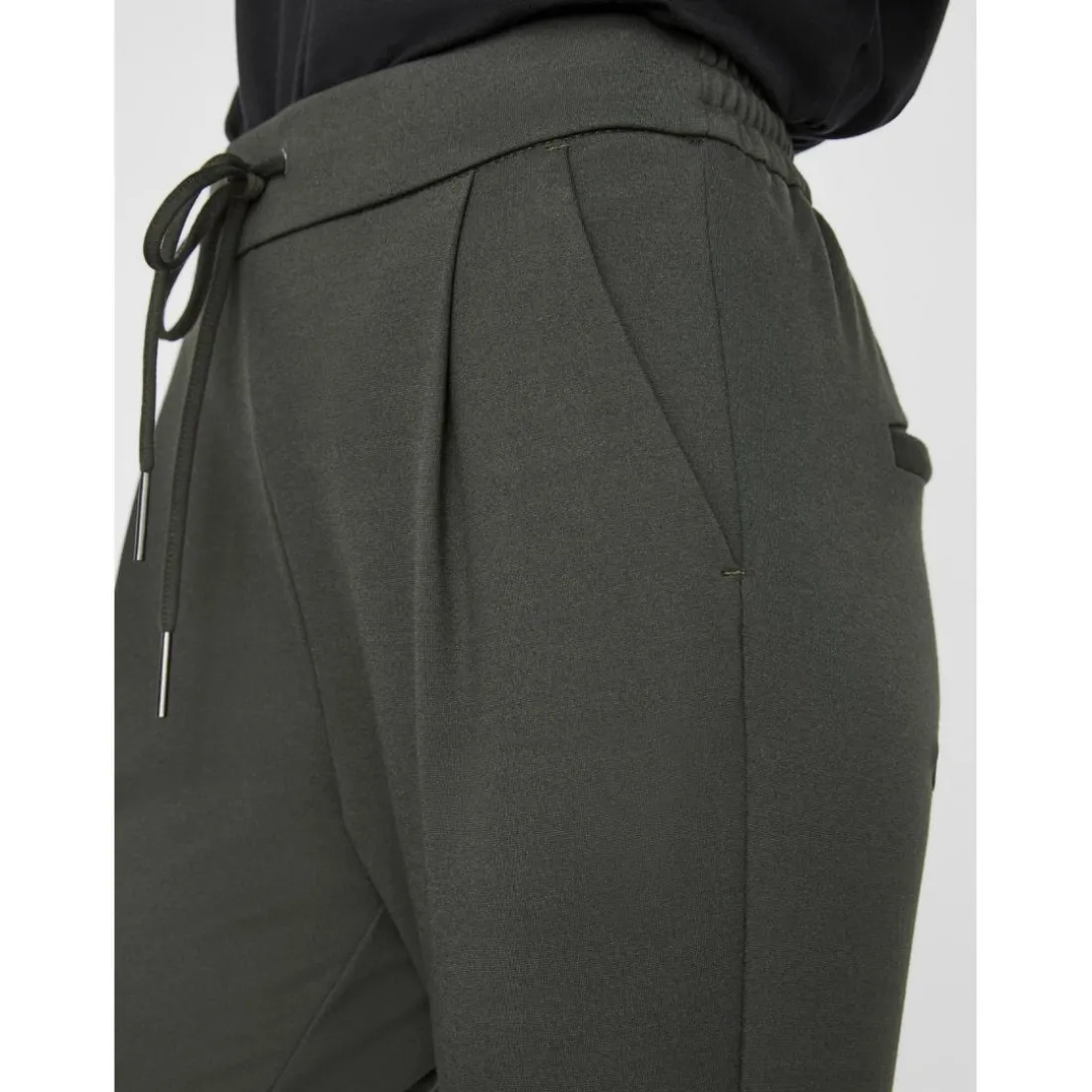 Pantalon Loose Fit Taille moyenne vert en viscose Maia