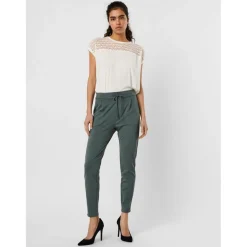 Pantalon Loose Fit Taille moyenne vert en viscose Nora