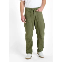 Pantalon loose, large HOBO kaki Saul en coton