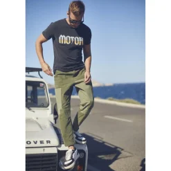 Pantalon loose, large MISTER vert en coton