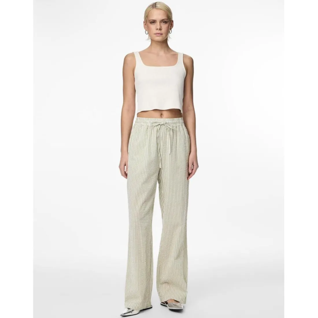 Pantalon loose string en coton Sally beige clair Lyra