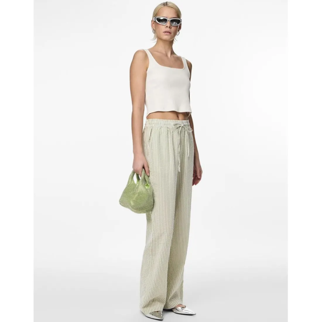 Pantalon loose string en coton Sally beige clair Lyra