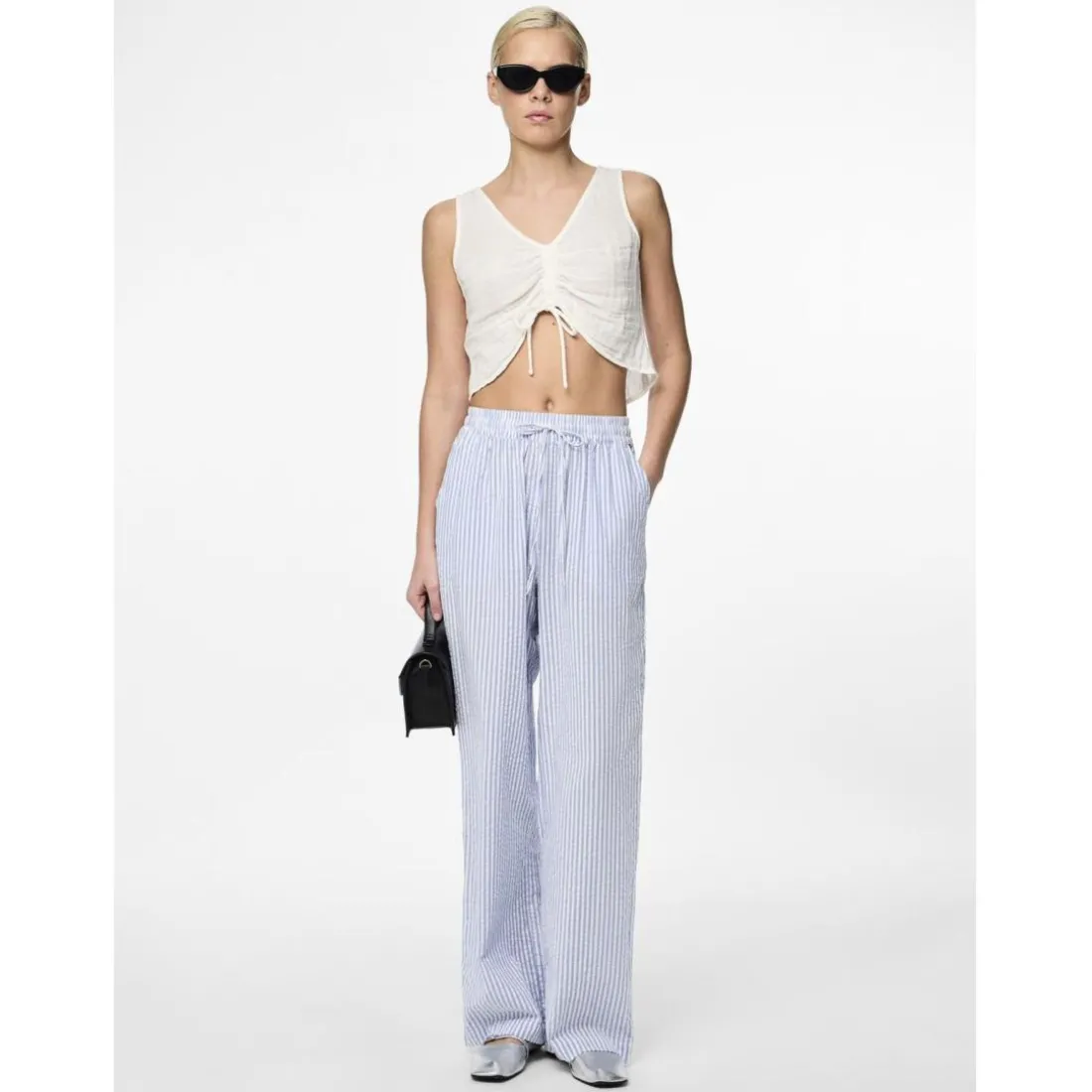 Pantalon loose string en coton Sally bleu Esme