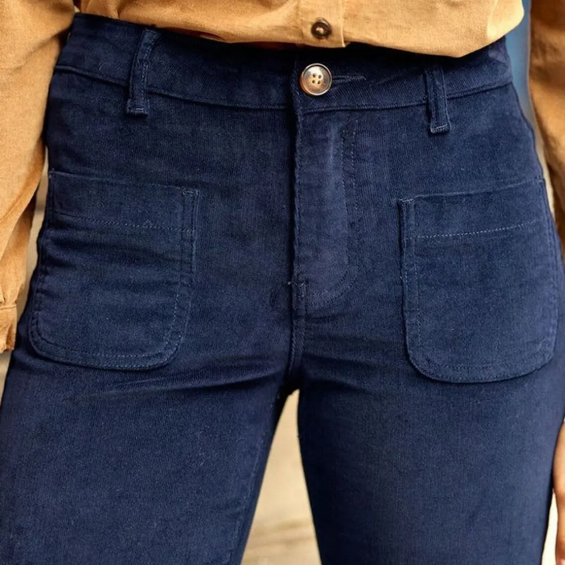 Pantalon marine SONNY VELOURS en coton