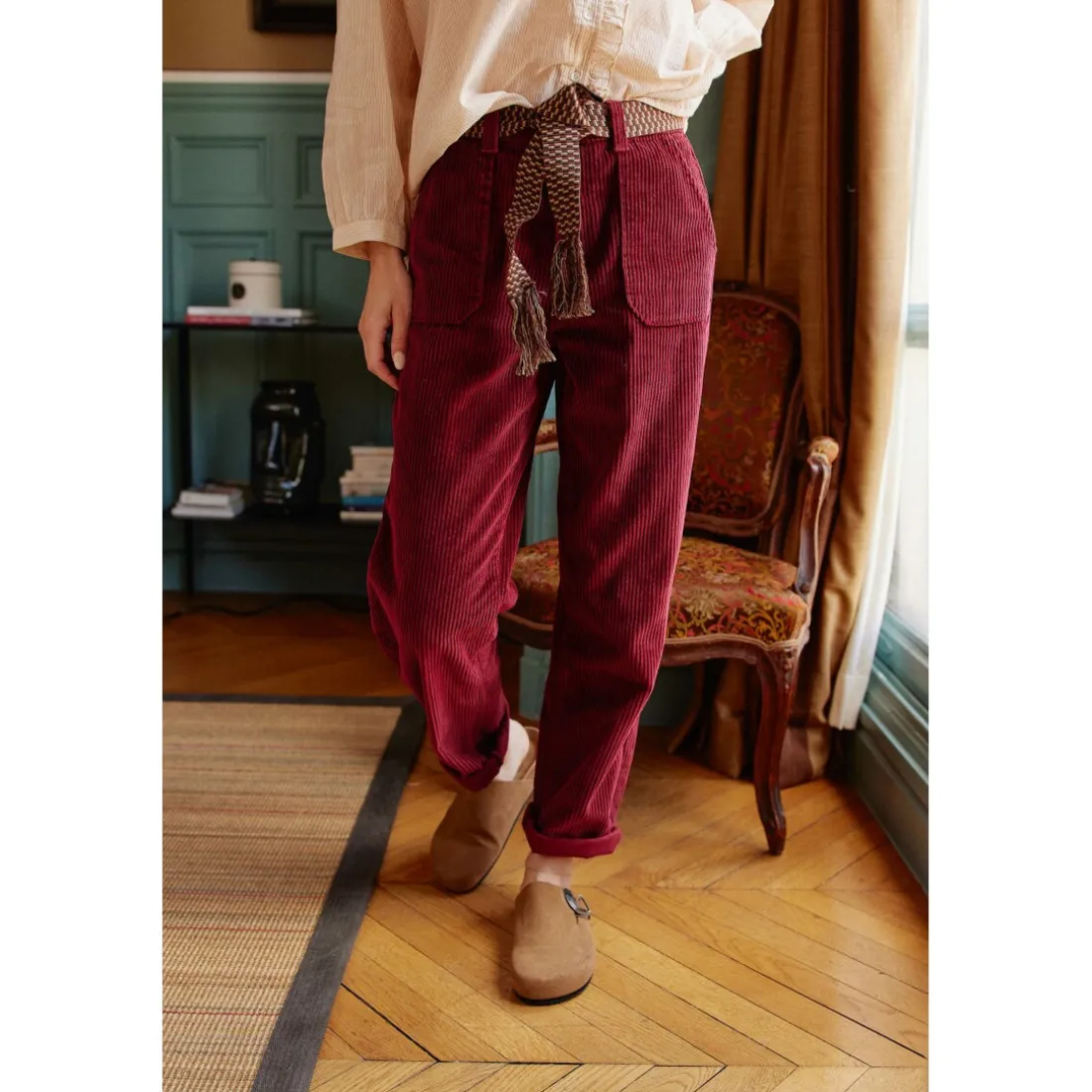 Pantalon MARISOL - Framboise Cuite bordeaux en coton