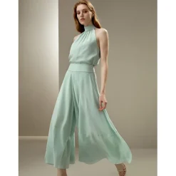 Pantalon Palazzo Yasmin vert menthe en soie