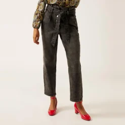 Pantalon paper bag en denim gris