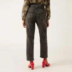 Pantalon paper bag en denim gris