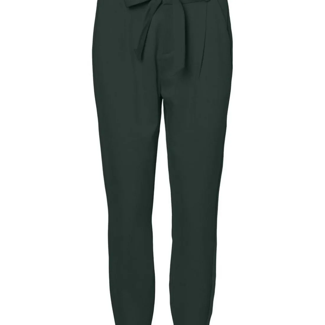 Pantalon paperbag Loose Fit Taille haute Pleine longueur vert en viscose Eden