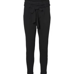 Pantalon paperbag Loose Fit Taille haute noir en viscose Kai
