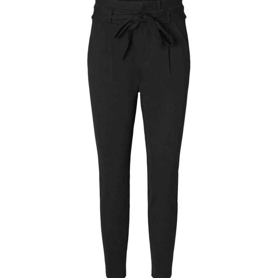 Pantalon paperbag Loose Fit Taille haute Pleine longueur noir en viscose
