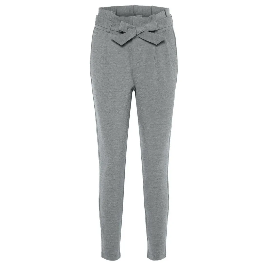 Pantalon paperbag Loose Fit Taille haute Pleine longueur gris en viscose