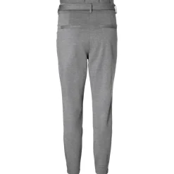 Pantalon paperbag Loose Fit Taille haute Pleine longueur gris en viscose