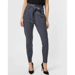 Pantalon paperbag Loose Fit Taille haute bleu en viscose