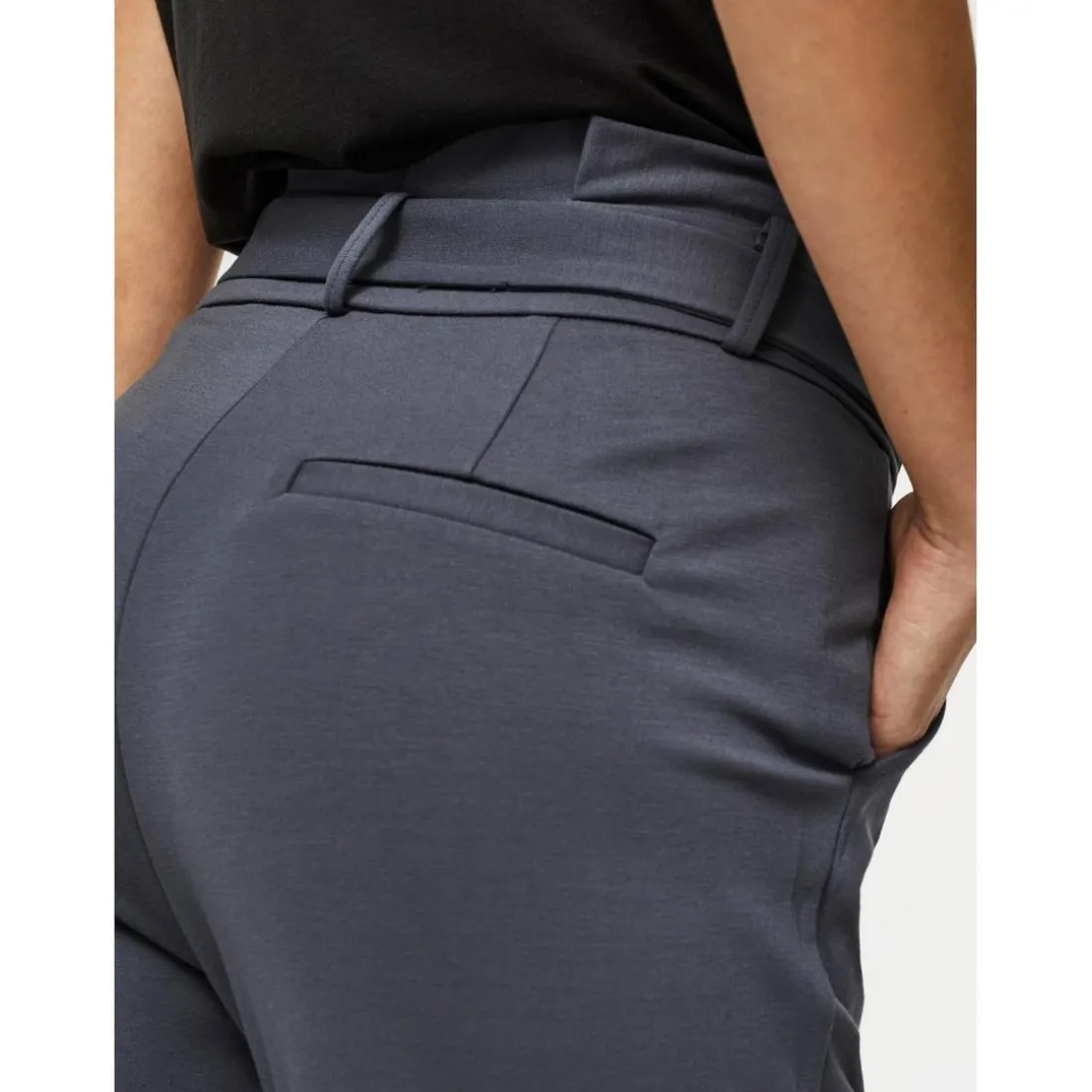 Pantalon paperbag Loose Fit Taille haute bleu en viscose
