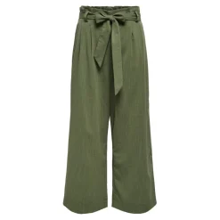 Pantalon paperbag vert en viscose Rhea
