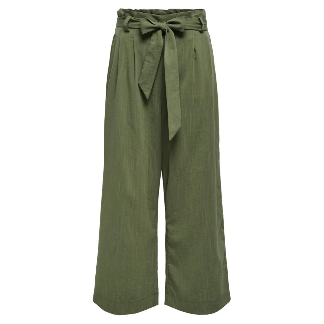 Pantalon paperbag vert en viscose Rhea