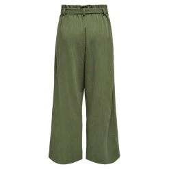 Pantalon paperbag vert en viscose Rhea