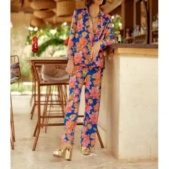 Pantalon PAVINA bleu en viscose