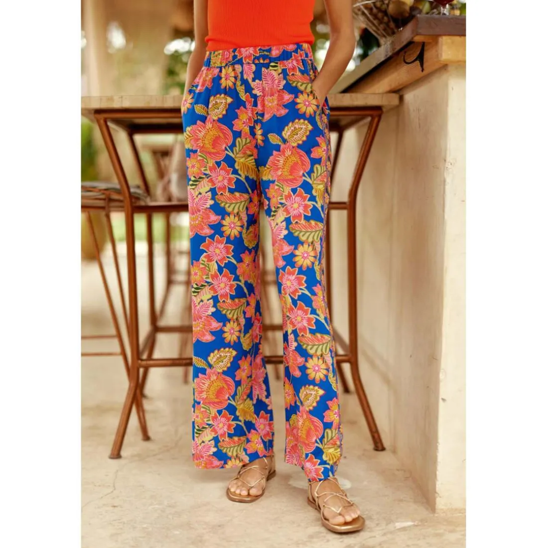 Pantalon PAVINA bleu en viscose