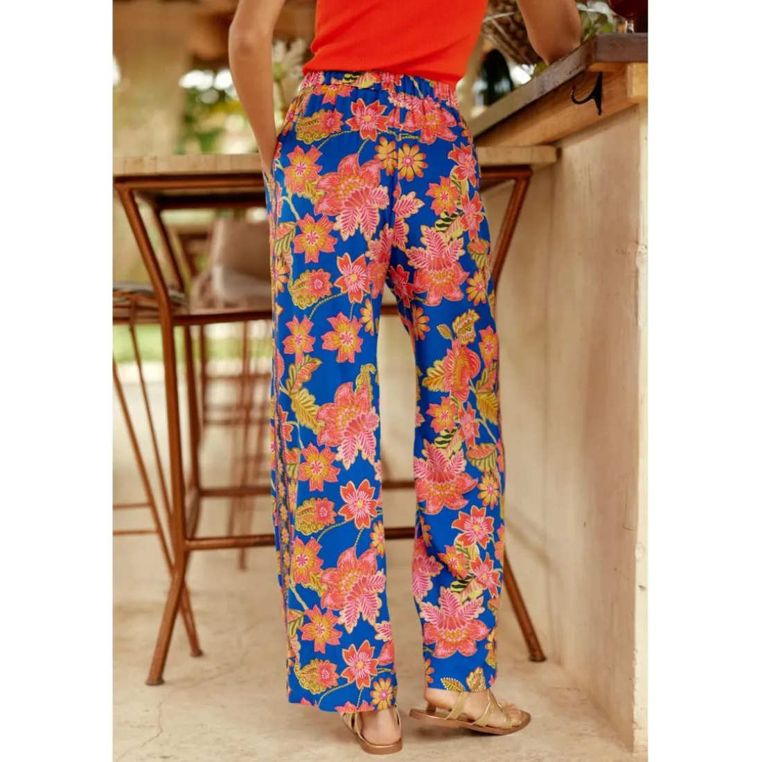 Pantalon PAVINA bleu en viscose