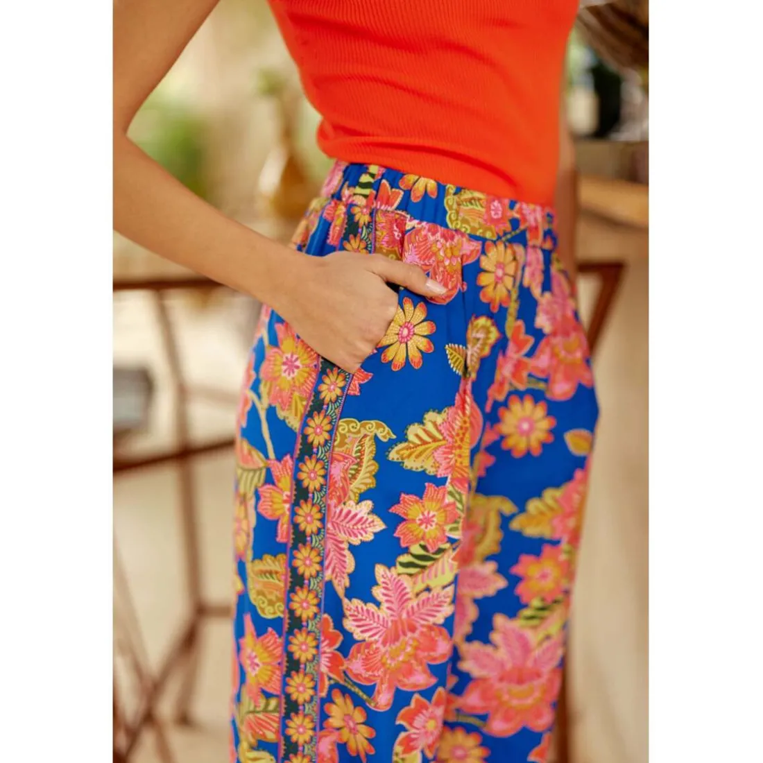 Pantalon PAVINA bleu en viscose