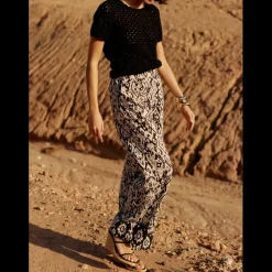 Pantalon PHARA ikat noir en viscose