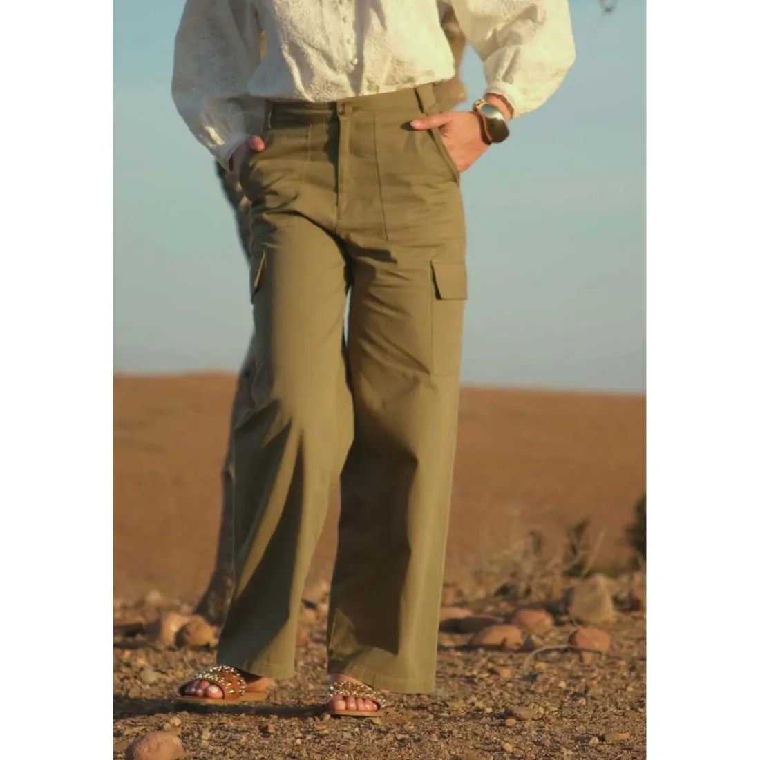 Pantalon PINA kaki en coton