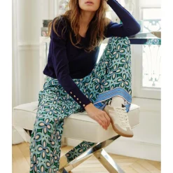 Pantalon POLETTE T trefle en viscose vert
