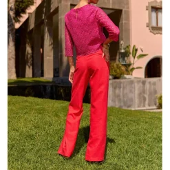 Pantalon POLIMO rouge en lin