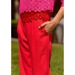 Pantalon POLIMO rouge en lin
